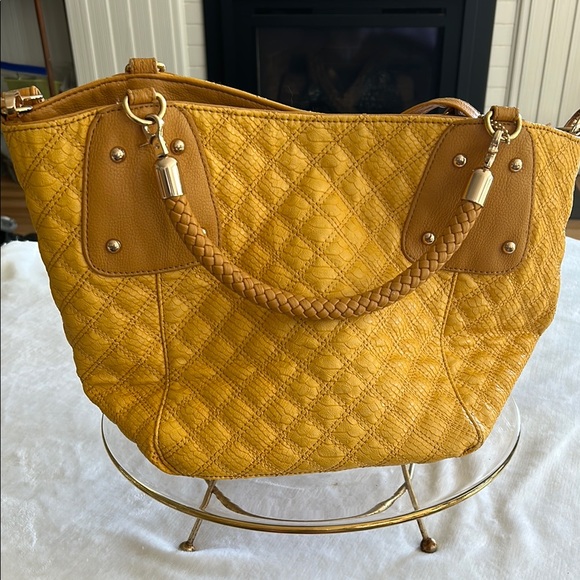 Big Buddha Mustard Quilted Tote/Shoulder/Crossbody Bag - Picture 1 of 14